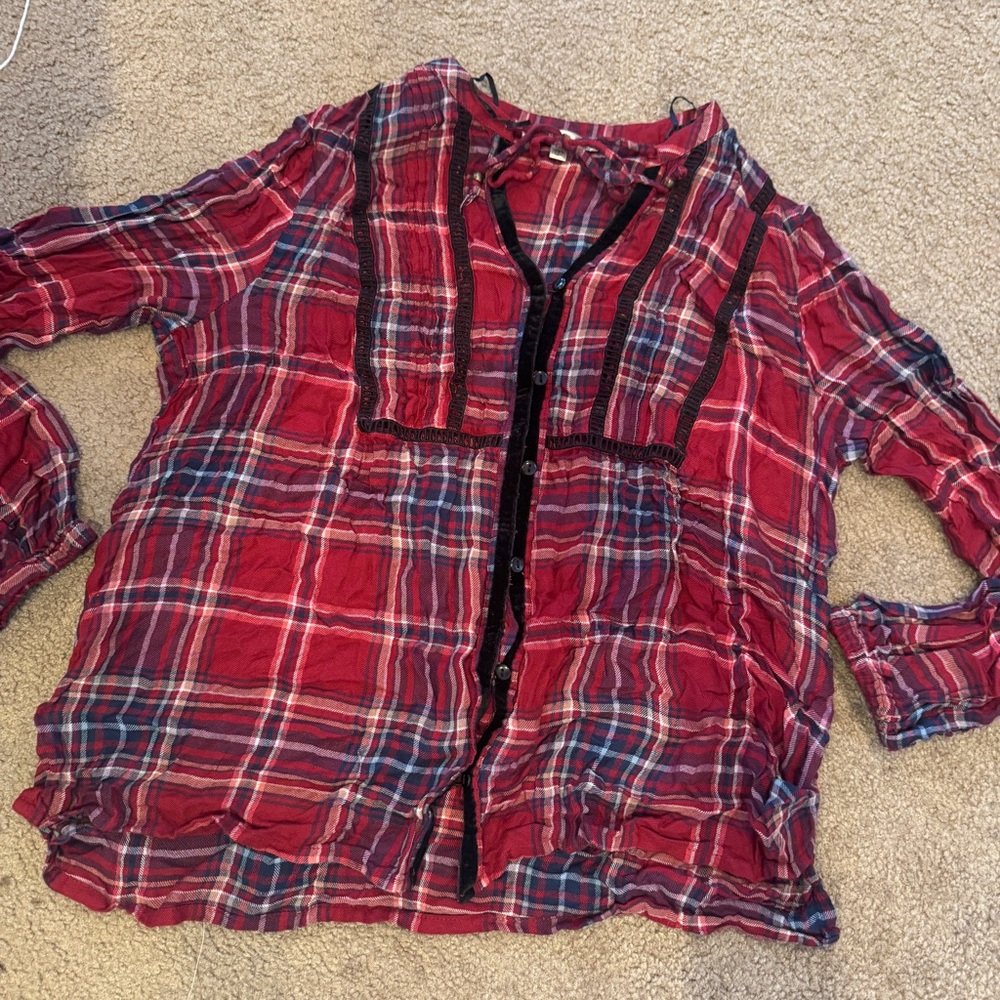 Seven7 Red Plaid Button Down Shirt